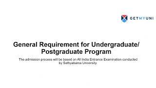 Sathyabama Chennai Admission Process 2022