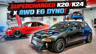 Rotrex Supercharged k20/k24 EG Coupe x AWD K-Series EG x k20a EK Dyno!