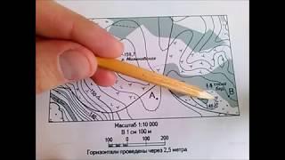 Школьная топография. Определяем высоту точки при помощи горизонталей