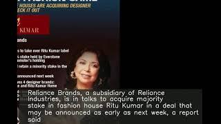 Reliance Brands to buy majority stake in fashion label Ritu Kumar: Report