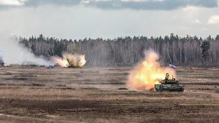 T-72B3 Tank Destroys Ukrainian Defensive Positions and Armored Vehicles