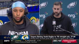 Saquon Barkley & Nick Sirianni talk abouts Philadelphia Eagles def. Los Angeles rams 37-20 Week 12