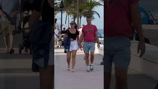 Great couple walking at beautiful las Olas beach Florida.️️