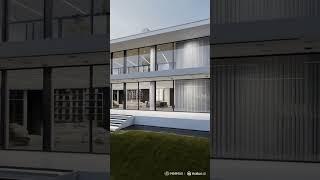 A Sleek, Minimalist two-Story House with large Glass Panels