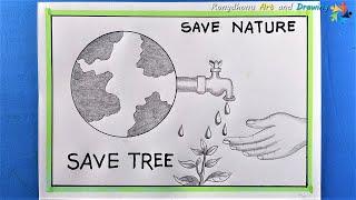 Save Nature Save Water || Poster Drawing easy with pencil