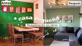 ANTES Y DESPUÉS SALA + COCINA INFONAVITCasa pequeña