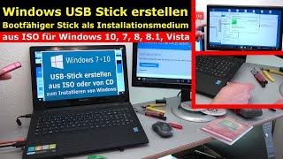 Windows USB-Stick erstellen und bootfähig machen zum Installieren | Windows 10 7 8 - [4K Video]