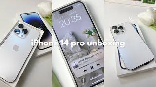 iphone 14 pro unboxing (silver)  | setup + camera test  (𝒂𝒆𝒔𝒕𝒉𝒆𝒕𝒊𝒄)