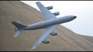 BREATHTAKING AS  KC-135 STRATOTANKER FLIES LOW IN THE MACH LOOP - 4K