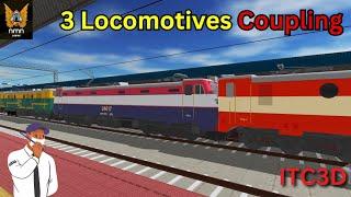 Three engines coupling in indian train crossing 3d | indian train crossing 3d decouple