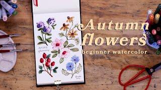 How to Paint Autumn Flowers | Simple Watercolor Tutorial for Beginners