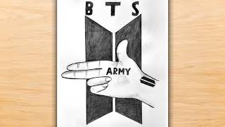 BTS ARMY BOMB DRAWING WITH PENCIL SKETCH | BTS PENCIL SKETCH | BTS 그리기 | BTS PENCIL DRAWING