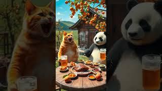 The Fat Orange Cat Got the Panda Drunk! #rdnstudio #cat #ai