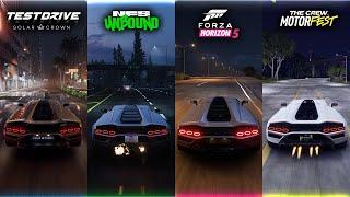 TDU Solar Crown vs NFS Unbound vs Forza Horizon 5 vs The Crew Motorfest / Sound Comparison /