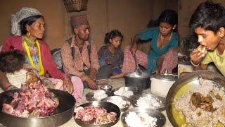 village meat curry & rice in Dharme brother's family || Rural Nepal @ruralnepall