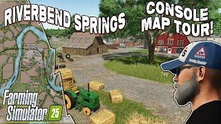 FS25, CHECK IT OUT!! “RIVERBEND SPRINGS” CONSOLE MAP TOUR! ON Farming Simulator 25 (Review) PS5.