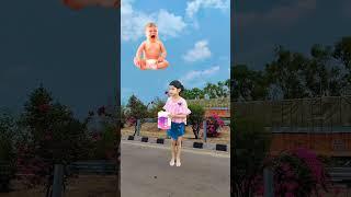 Flying crying babies catching vs cat, hen vs frog & yellow lizard - Funny vfx magic