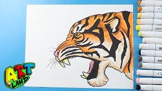 How to Draw a Roaring Tiger Face