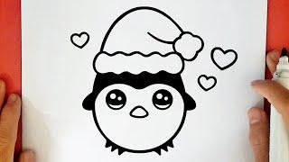 HOW TO DRAW A CUTE CHRISTMAS PENGUIN