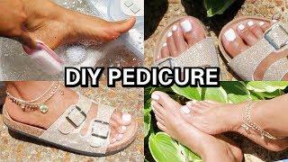 How To: DIY PEDICURE + WHITE NAILS (Soft Feet) 2018