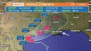 Monday noon Tropical update: Tropical Storm Beta expected landfall in Texas, head to Louisiana