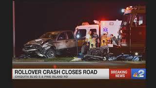 Deadly rollover crash closes Pine Island Road in both directions