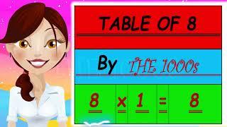 8 TABLE SONG RHYME,8 table rhyme,table of eight, 8 table song, 8x1=8 Multiplication, the 1000s