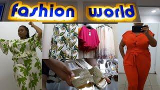 what is new at fashion world? ladies clothing_ try on_new shoes