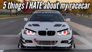 5 things I hate about my E46 track build - 2001 BMW 330ci racecar project downsides and overview