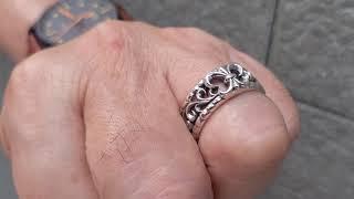 Gothic Fleur De Lis Silver Band Ring