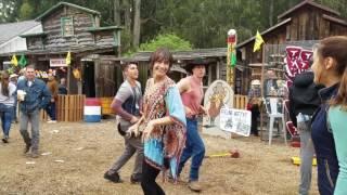 Running Man Challenge Lindsey Morgan, Andrew Jacobs, and Travis Andre Ross on the Lasso Movie Set