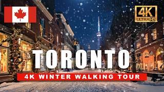 4K Toronto Walking Tour  Christmas Atmosphere Heavy Snow  | 4K HDR Winter Walk at 60fps