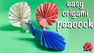 Easy Peacock Origami Paper Folding Craft. Fun Birthday Decorations, Gift Cards, Cute Party Favors.