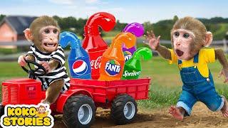 Koko Monkey Go Harvest Rainbow Jelly And Eat Jelly Bottle At Farm | KOKO MONKEY STORIES