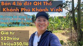 Mở Bán 4 Lô đất Qh full thổ cư  Xã Khánh Phú-Khánh Vĩnh| Đất Khánh phú Khánh Vĩnh| Nhà đất Nha trang