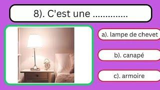 French Quiz: Objects in the bedroom. Objets dans la chambre à coucher.