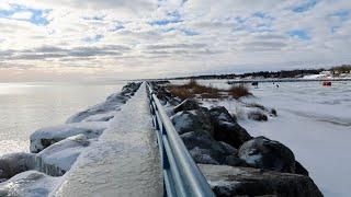 A Frozen Lexington State Harbor, Ice Shanties, And A Walk On The Breakwall / Michigan