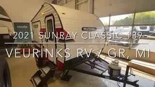 2021 SUNRAY CLASSIC 139 - SMALL LIGHTWEIGHT RETRO TOY LOADING TRAVEL TRAILER - 1800 pounds - GR, MI