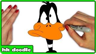 How To Draw DAFFY DUCK from Looney Tunes - Easy Step by Step Drawing Tutorial by HooplaKidz Doodle