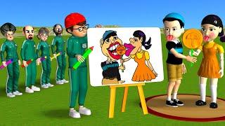 Scary Teacher 3D vs Squid Game Drawing Squid Girl vs BoyFriend Stylist Challenge Who's Beautifuler