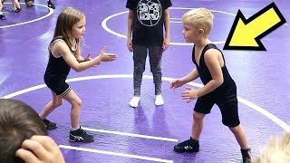 Kid's FIRST Time WRESTLING! 