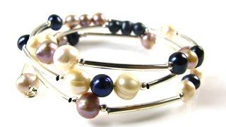 Memory wire and pearl cuff