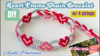 !New! #howtomake Heart️Frame Chain Bracelet w/ 4 strings #originaldesign #easydiy #embroidery #diy