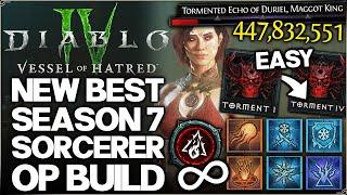 Diablo 4 - New Best S7 HIGHEST DAMAGE Sorcerer Build Guide - New OP Fireball = EASY Fast Torment 4!