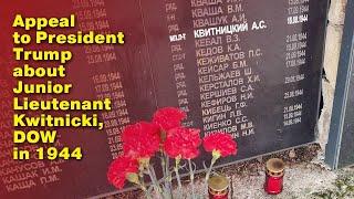 Appeal to President Trump about Junior Lieutenant Kwitnicki, DOW in 1944