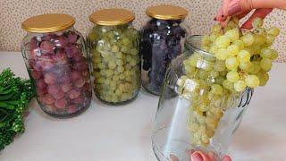 The easiest way to store grapes in jars for 12 months! #Grape | fruit