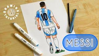 How to draw Messi Argentina Copa America final / How to draw a soccer player