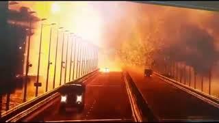 Видео момента взрыва Крымского моста и съёмка последствий его разрушения