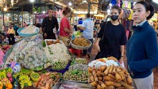 Cambodia Street Food - Walking Tour 4K - BKK Market, Phnom Penh City 2024