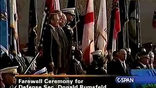 Military Pass In Review for Secretary of Defense Donald Rumsfeld